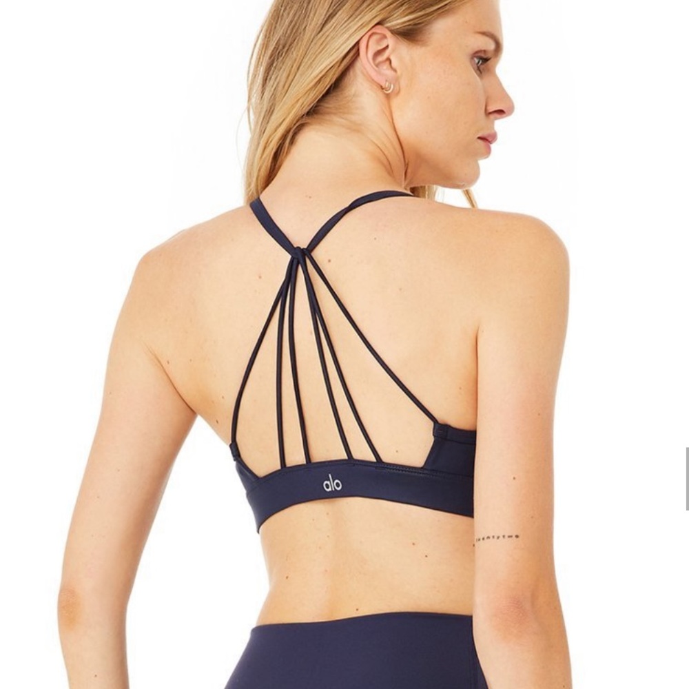 ALO Sunny Strappy Bra in Navy NWT